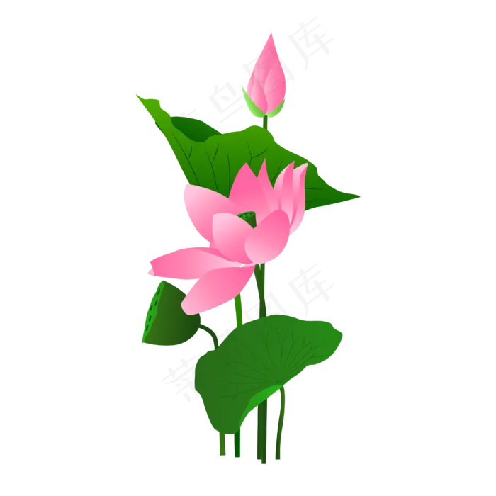 卡通粉色莲花免扣(4167*4167px 300 dpi )ai矢量模版下载