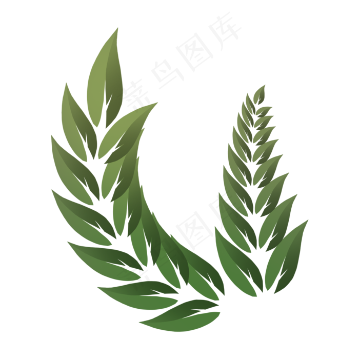 绿色叶子排列规则图形png