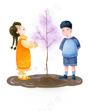 植树节开心的情侣
