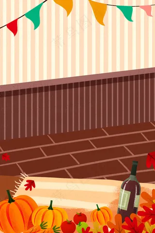 感恩节卡通手绘psd分层banner