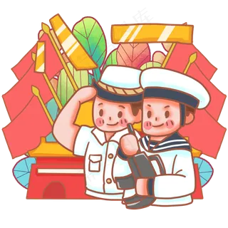 现代军人女军海军