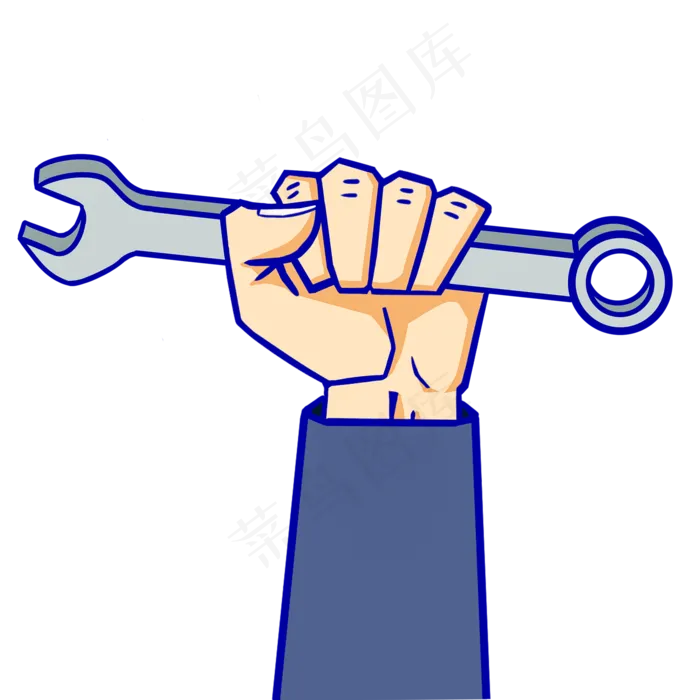 劳动节手拿工具扳手,免抠元素(2000*2000px 300 dpi )psd模版下载