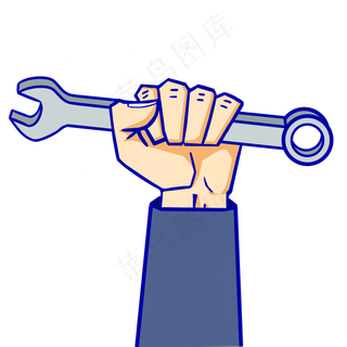 劳动节手拿工具扳手,免抠元素