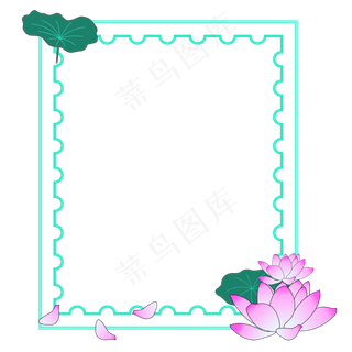 小清新方形荷花边框纹理