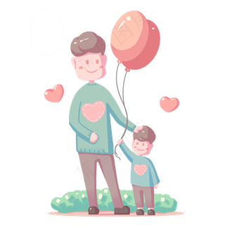 父亲节父子和谐相处卡通人物简约