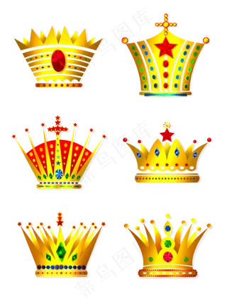 大气矢量荣誉元素皇冠套图,免抠元素