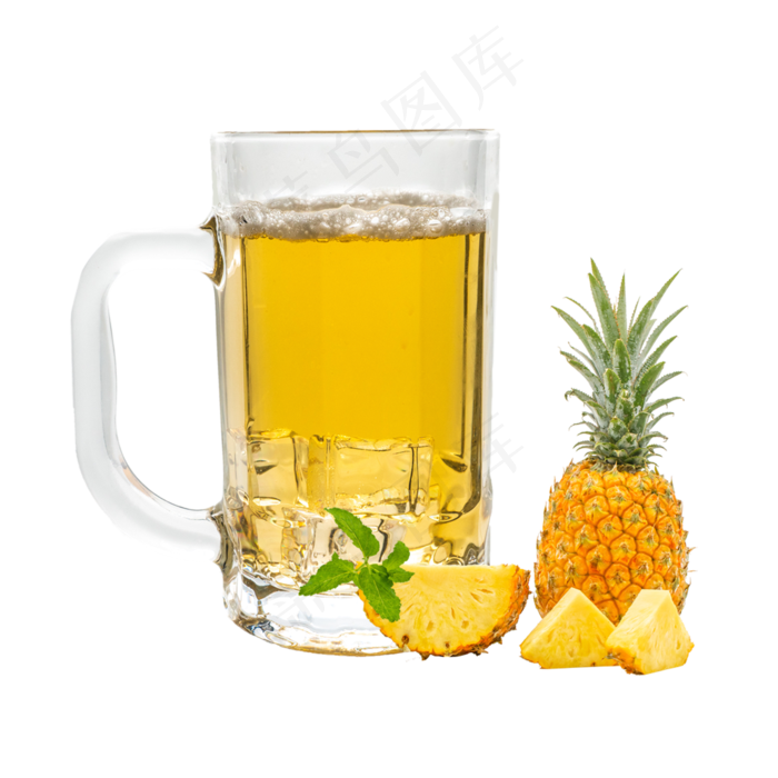 夏日冰镇菠萝汁,免抠元素