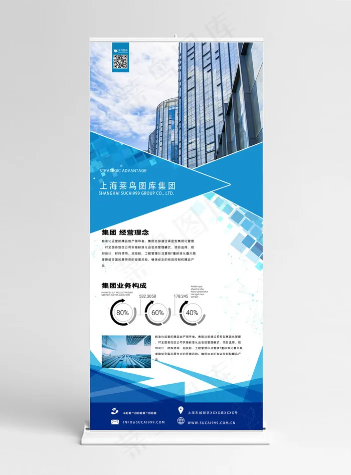 科技公司商务展示公司业务展架(3780*8505px)psd模版下载