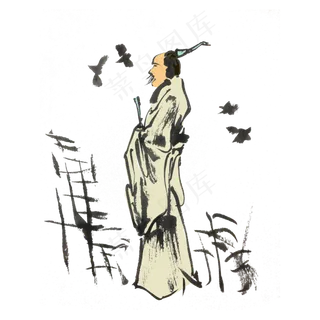 端午节屈原手绘浓墨手绘