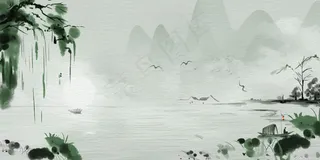 风景山川漂流日出日落云雾荷花