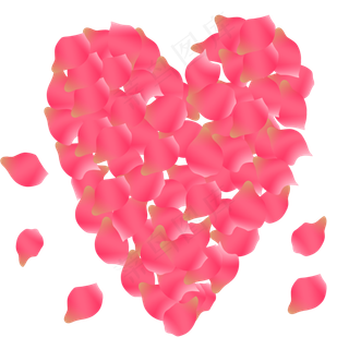 爱心玫瑰花瓣矢量