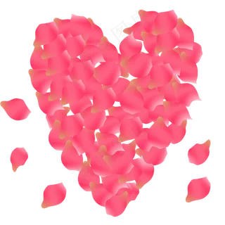 爱心玫瑰花瓣矢量