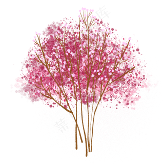 小清新花束手绘粉色满天星,免抠元素