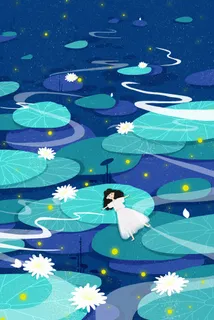 夏天晚上的荷花池