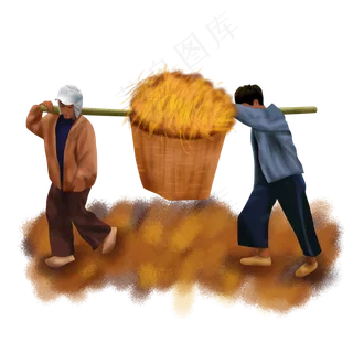 秋季丰收手绘人物,免抠元素