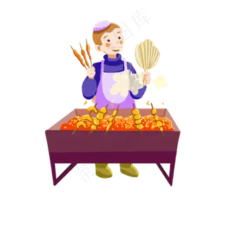 春分烧烤的小男孩,免抠元素