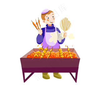 春分烧烤的小男孩,免抠元素