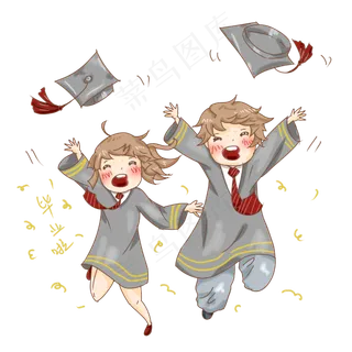 毕业典礼穿毕业服开心丢帽子的学 毕业典礼穿毕业服开心丢帽子的学