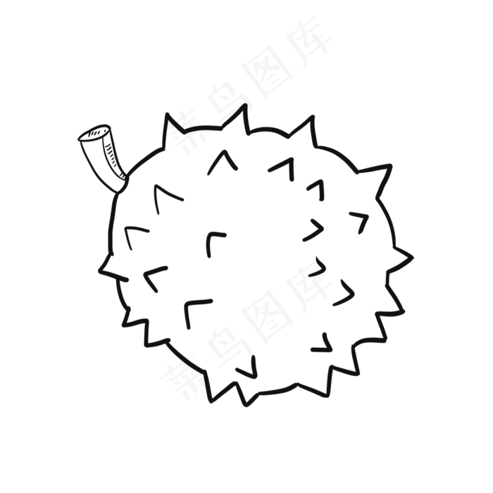 手绘整个榴莲图案(2000*2000px 72 dpi )psd模版下载