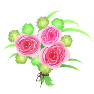 手绘月季花花束