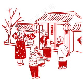 中国传统节日鼠年过年习俗大年初,免抠元素