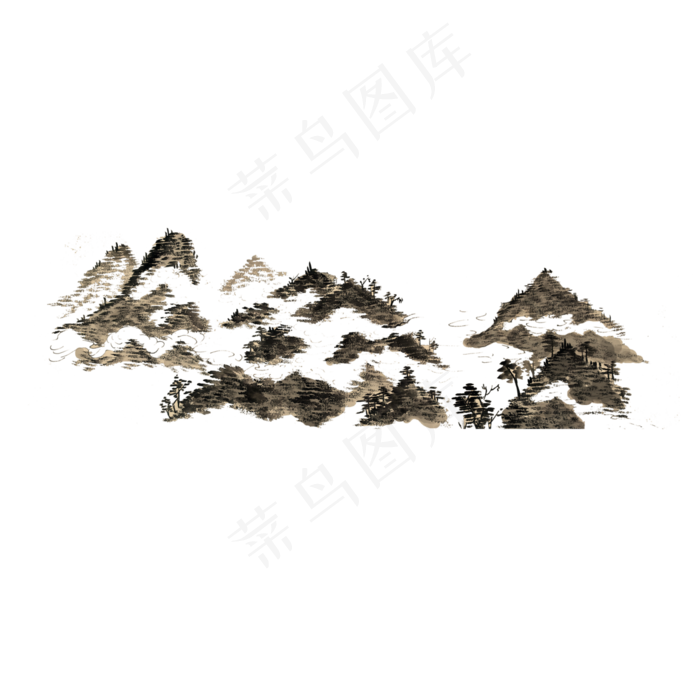 山水国画风景水墨PNG国画(4000X4000(DPI:300))psd模版下载