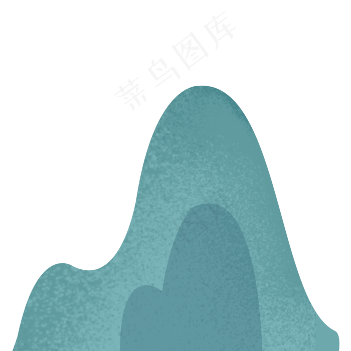 一座青绿色水墨山峰