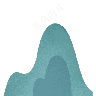 一座青绿色水墨山峰