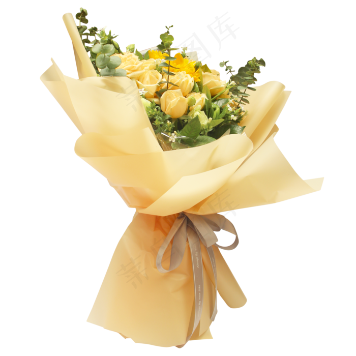 橘色花束月季向日葵