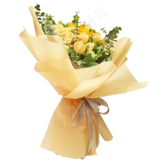 橘色花束月季向日葵