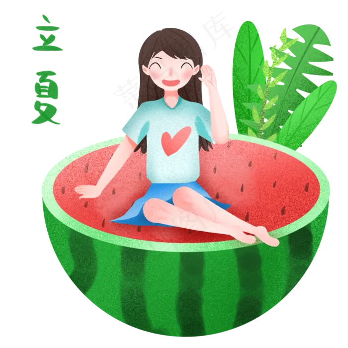 立夏西瓜女孩(2000X2000(DPI:300))psd模版下载