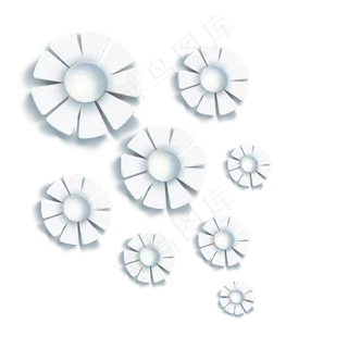 花朵立体剪纸素材元素,免抠元素