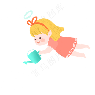 浇花的精灵小女孩psd人物