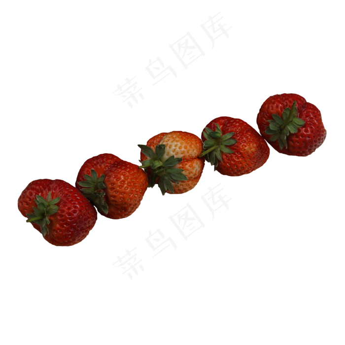 实拍种植五个大草莓(3000X3000(DPI:300))psd模版下载