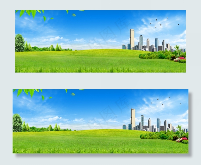 清新城市公园草地蓝天背景背景图片素材,背景元素