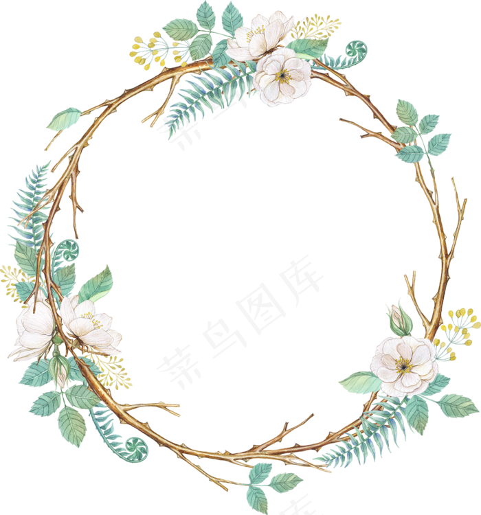 文艺清新花草花环海报设计装饰,免抠元素