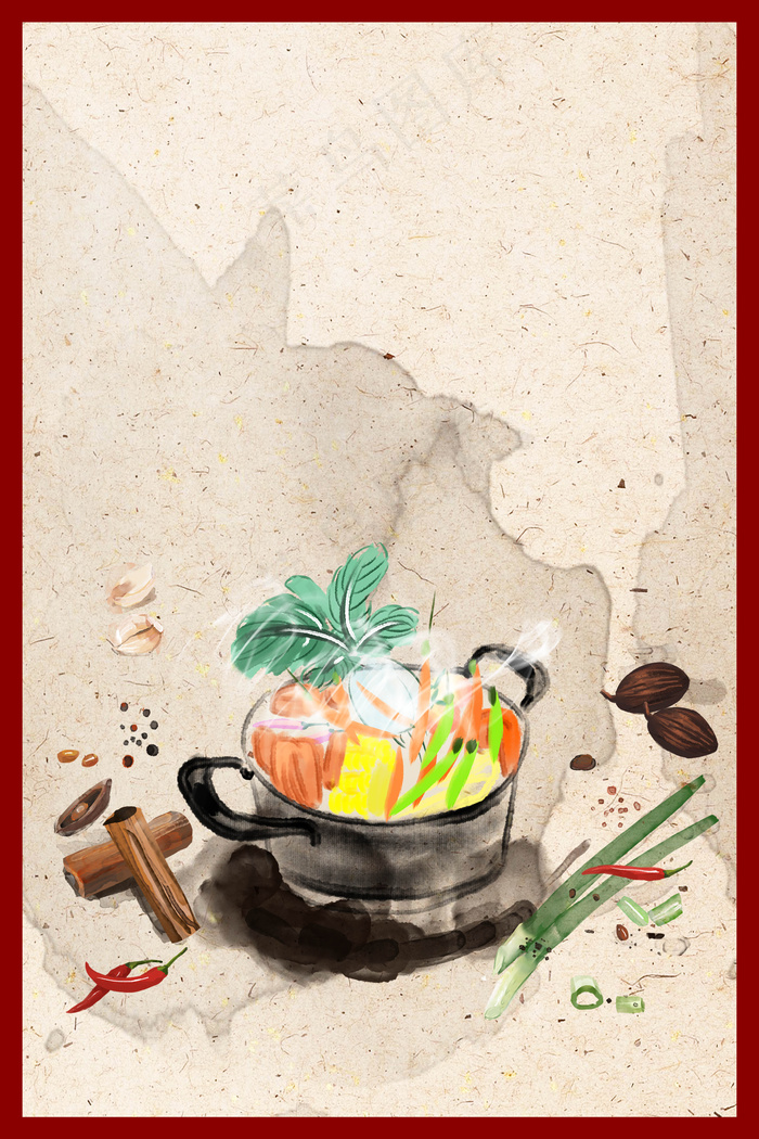 水墨火锅美食背景