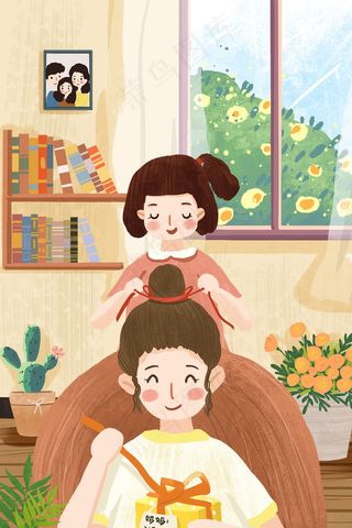 母亲节给妈妈梳头温馨画面