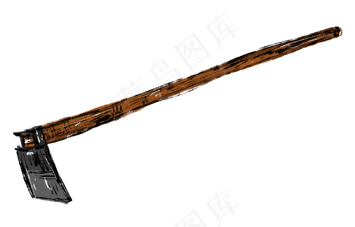 手绘劳动工具锄头,免抠元素