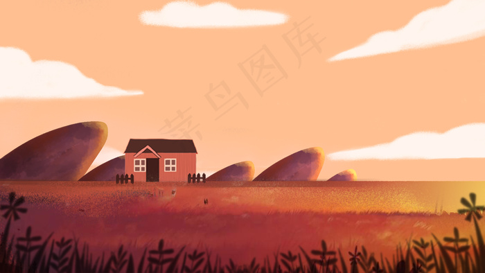 乡村唯美旅行夕阳风景