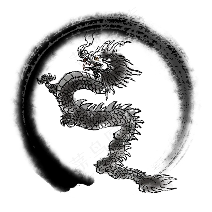 水墨龙素材,免抠元素(2000*2000px 300 dpi )psd模版下载