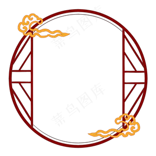古典中国风祥云圆形窗户边框分层,免抠元素