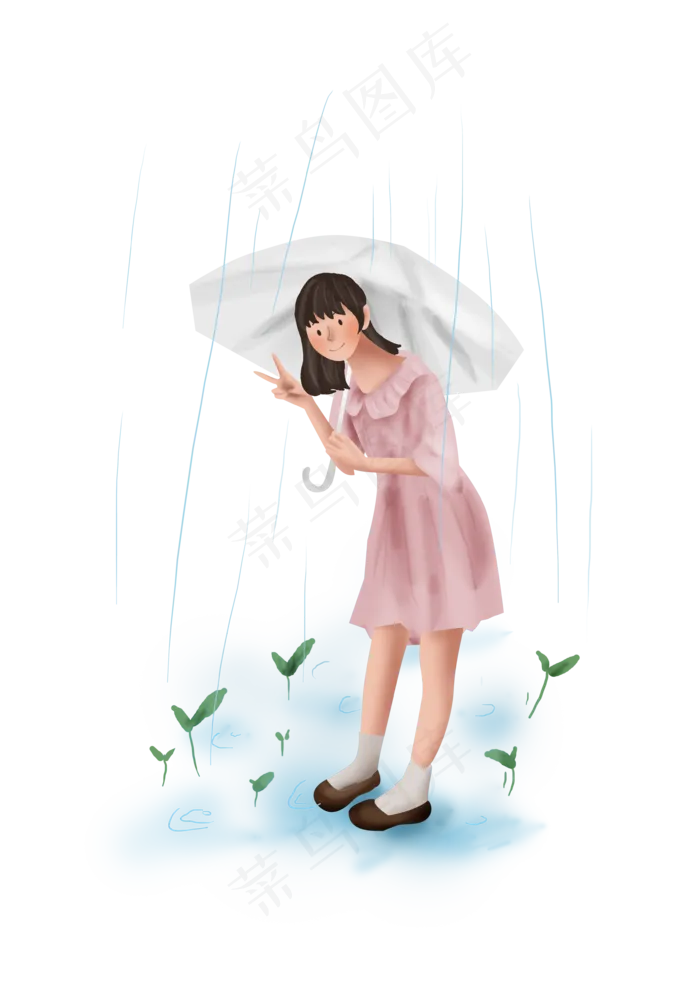 暑假夏日夏季下雨女孩(3508X4961(DPI:300))psd模版下载