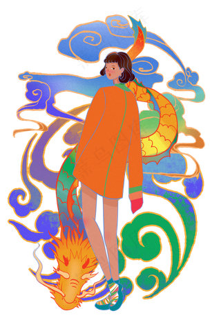 国潮时尚少女,免抠元素