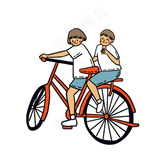 矢量免抠卡通可爱儿童节骑单车的