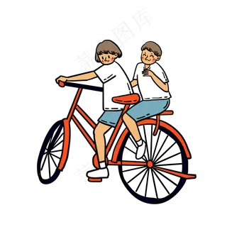 矢量免抠卡通可爱儿童节骑单车的