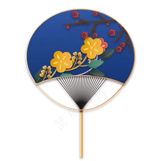 中国风花朵古风扇子,免抠元素 中国风花朵古风扇子,免抠元素
