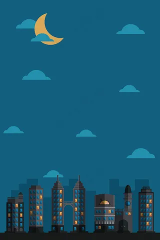 扁平化夜晚的城市矢量拼接场景