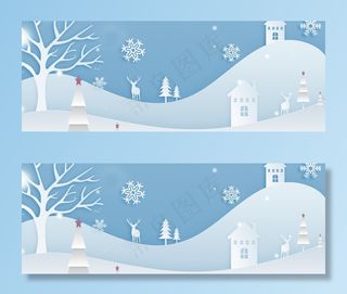 圣诞节卡通蓝色banner