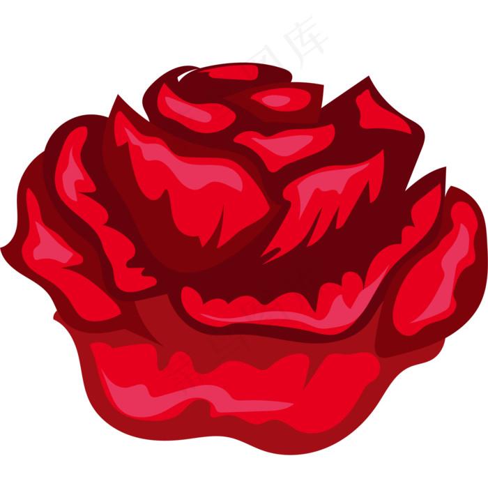 大红色玫瑰卡通风格(2000X2000(DPI:300))ai矢量模版下载